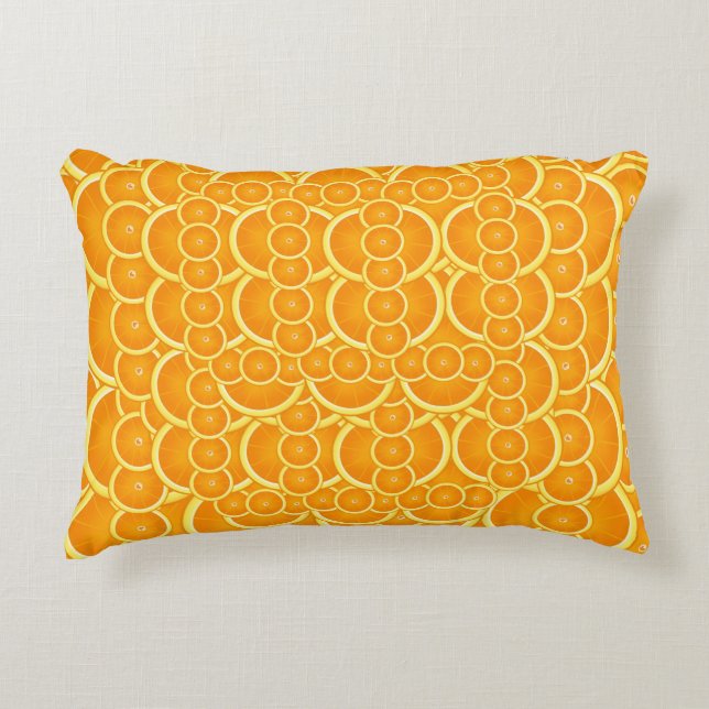 Vibrant Orange Citrus Pattern Design Decorative Cushion (Front)