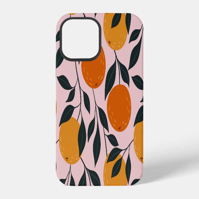 Vibrant Orange Citrus Seamless Pattern iPhone Case (Back)