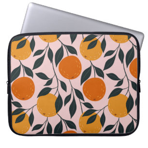 Vibrant Orange Citrus Seamless Pattern Laptop Sleeve