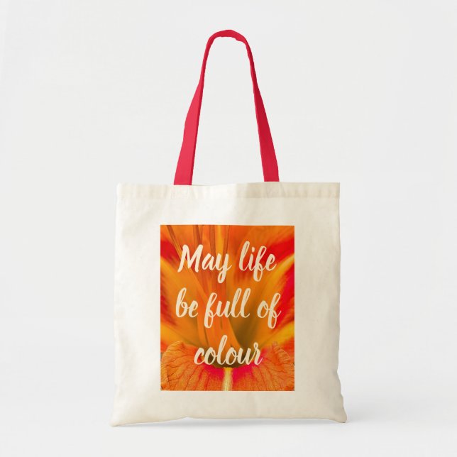 Vibrant orange daylily macro elegant floral tote bag (Front)