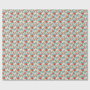 Vibrant Orange Floral Garden Pattern - Elegant Tea Wrapping Paper
