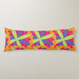 Vibrant Orange Floral Shapes Body Cushion
