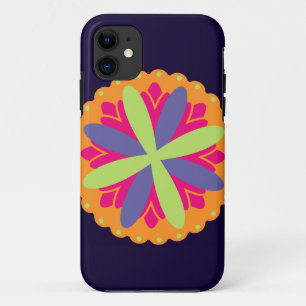 Vibrant Orange Floral Shapes iPhone 11 Case