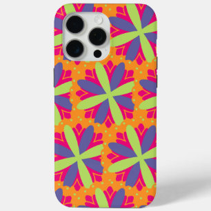 Vibrant Orange Floral Shapes iPhone 15 Pro Max Case