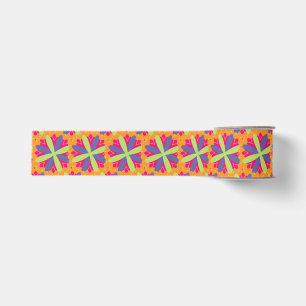 Vibrant Orange Floral Shapes Grosgrain Ribbon