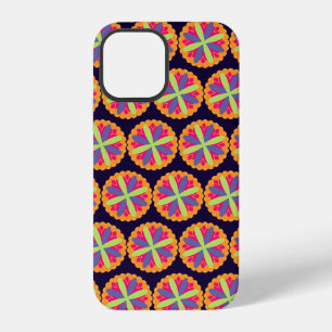 Vibrant Orange Floral Shapes iPhone 12 Case