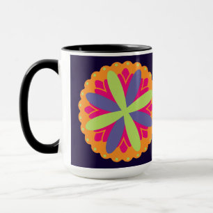 Vibrant Orange Floral Shapes Mug