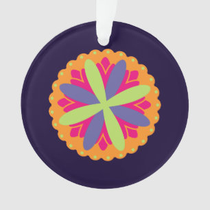 Vibrant Orange Floral Shapes Ornament