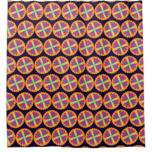 Vibrant Orange Floral Shapes Shower Curtain