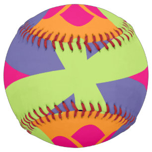 Vibrant Orange Floral Shapes Softball