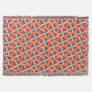 Vibrant Orange Floral Shapes Throw Blanket