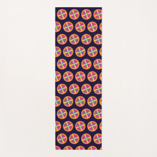 Vibrant Orange Floral Shapes Yoga Mat