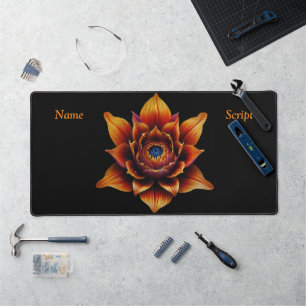 Vibrant Orange Flower Head Plant Botanical Art Desk Mat