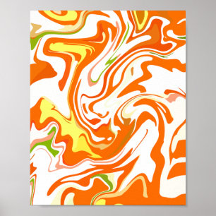 Vibrant Orange Fluid Abstract Poster