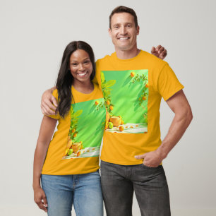 Vibrant Orange Green Still Life Design T-Shirt