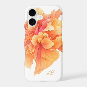 Vibrant Orange Hibiscus Floral Case Monogram