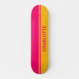 Vibrant Orange & Hot Pink Skateboard