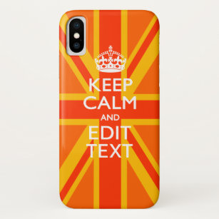 Vibrant Orange Keep Calm Your Text Union Jack Case-Mate iPhone Case