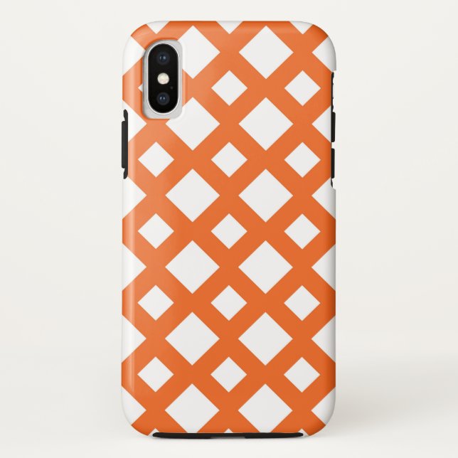Vibrant Orange Lattice on White Case-Mate iPhone Case (Back)