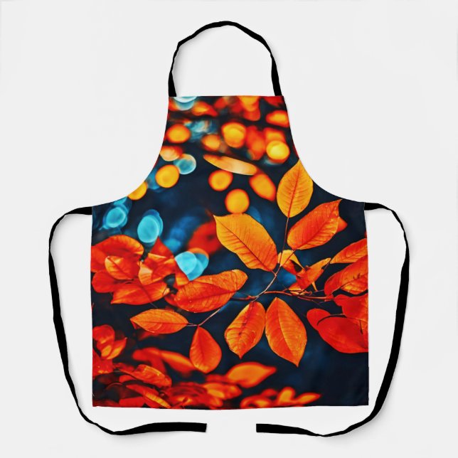 Vibrant Orange Leaves Art Apron (Front)