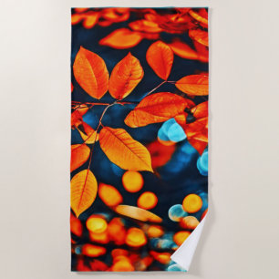 Vibrant Orange Leaves Art Beach Towel