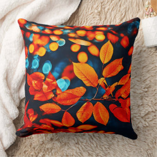 Vibrant Orange Leaves Art Cushion