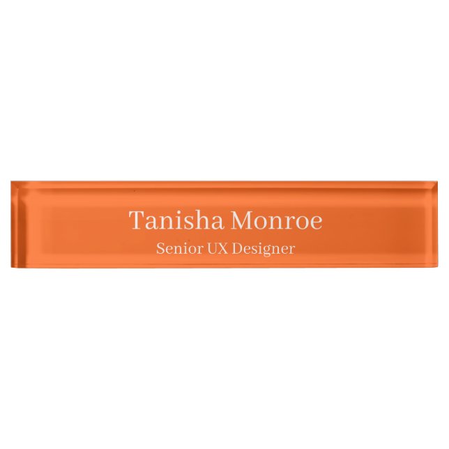 Vibrant Orange Name and Job Title Nameplate (Front)
