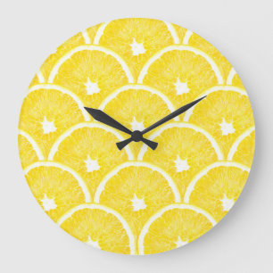 Vibrant Orange Pulp Background Pattern Large Clock
