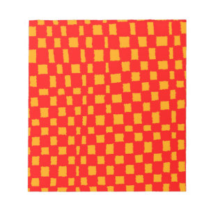 Vibrant Orange Red Chequered Chequerboard Pattern Notepad