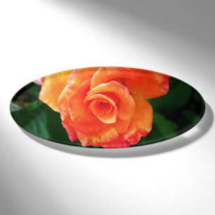 Vibrant Orange Rose Photograph Name Tag