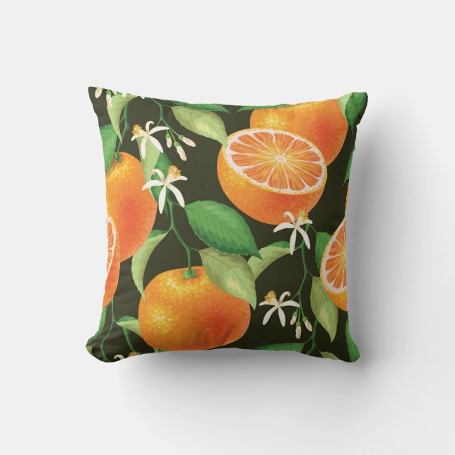 Vibrant Orange Seamless Pattern Design Cushion (Front)