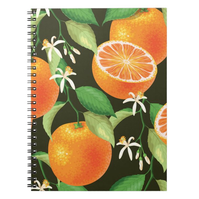 Vibrant Orange Seamless Pattern Design Notebook (Front)