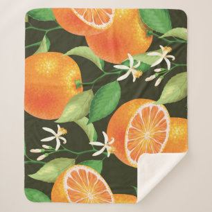 Vibrant Orange Seamless Pattern Design Sherpa Blanket