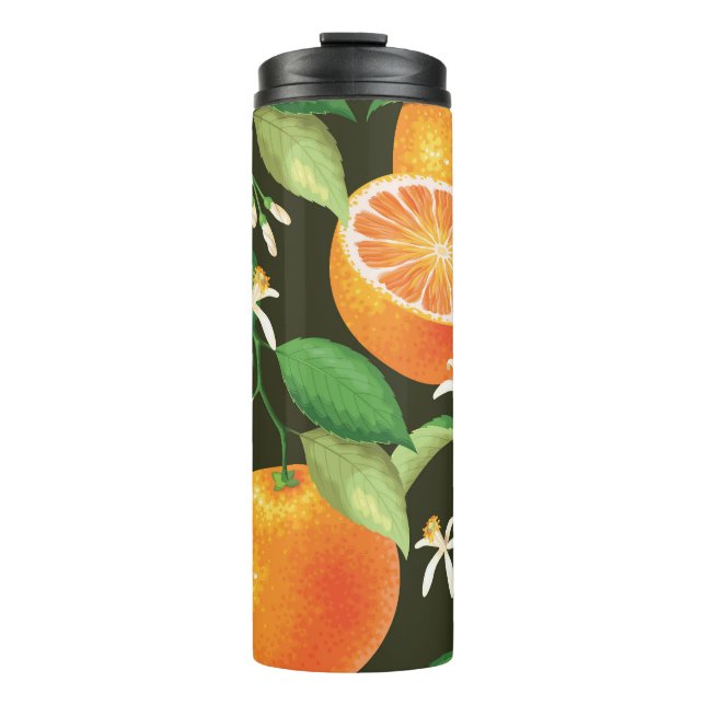 Vibrant Orange Seamless Pattern Design Thermal Tumbler (Front)