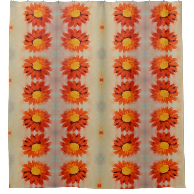 Vibrant Orange Sunflower Shower Curtain (Front)