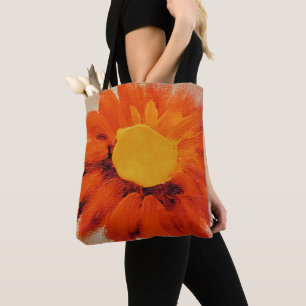 Vibrant Orange Sunflower Tote Bag