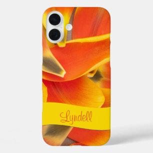 Vibrant Orange Tulip Petals Photograph iPhone 16 Plus Case
