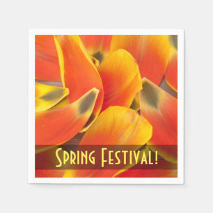 Vibrant Orange Tulip Petals Photograph Napkin
