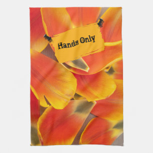 Vibrant Orange Tulip Petals Photograph Tea Towel