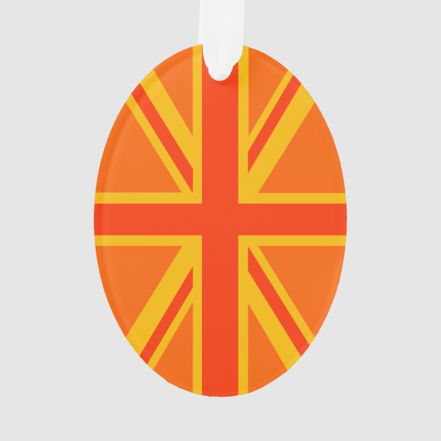 Vibrant Orange Union Jack British Flag Swag Ornament (Back)