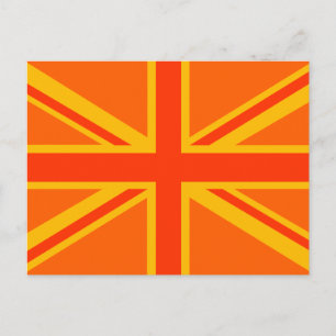 Vibrant Orange Union Jack British Flag Swag Postcard