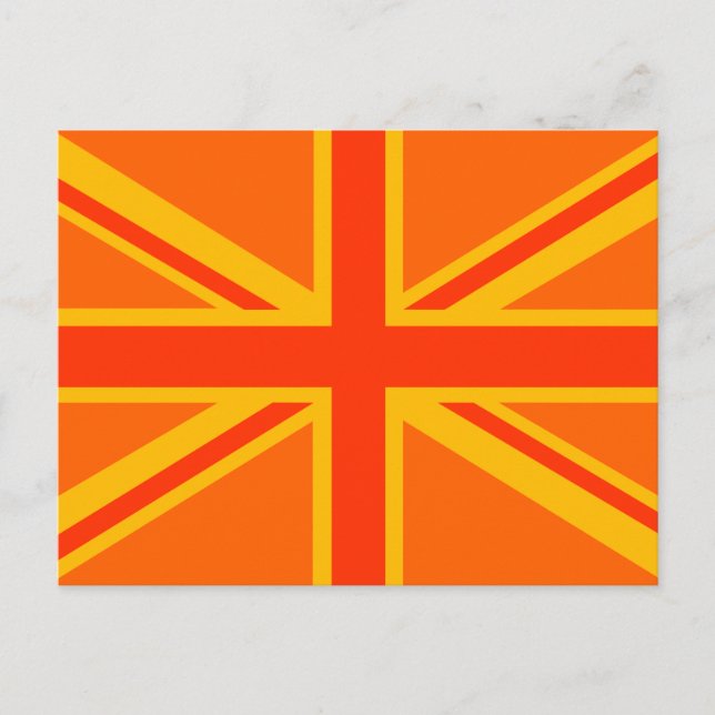 Vibrant Orange Union Jack British Flag Swag Postcard (Front)