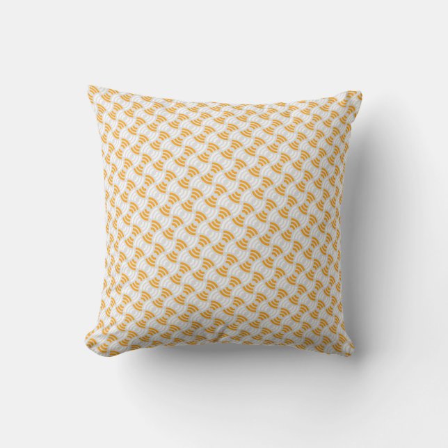 Vibrant Orange Wave Geometric Abstract Pattern Cushion (Front)