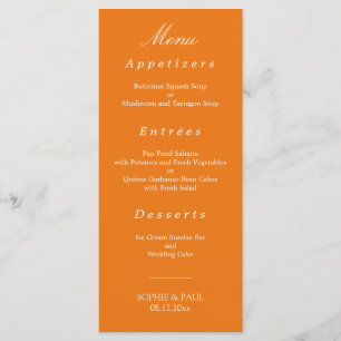 Vibrant Orange Wedding Menu