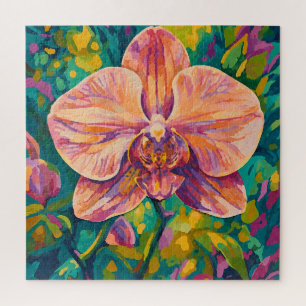 Vibrant Orchid Flower Colorful Wall Art Jigsaw Puzzle