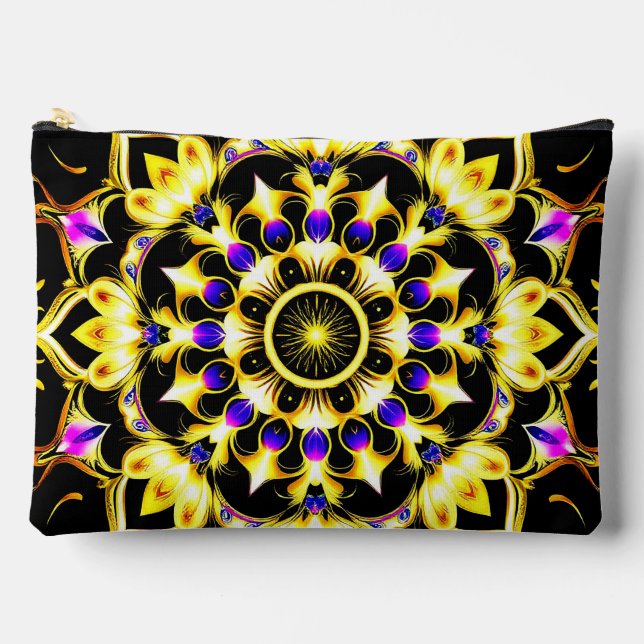 Vibrant Ornate Mandala Design Accessory Pouch (Front)