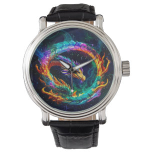 Vibrant Ouroboros Dragon Art Symbol Watch