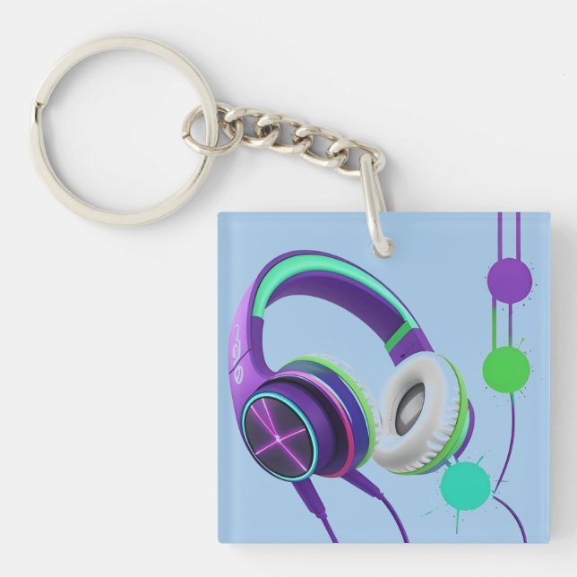 Vibrant Over-Ear Headphones Key Ring (Front)