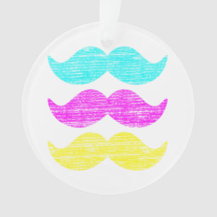 Vibrant Overlapping CMY Moustache Pattern Ornament