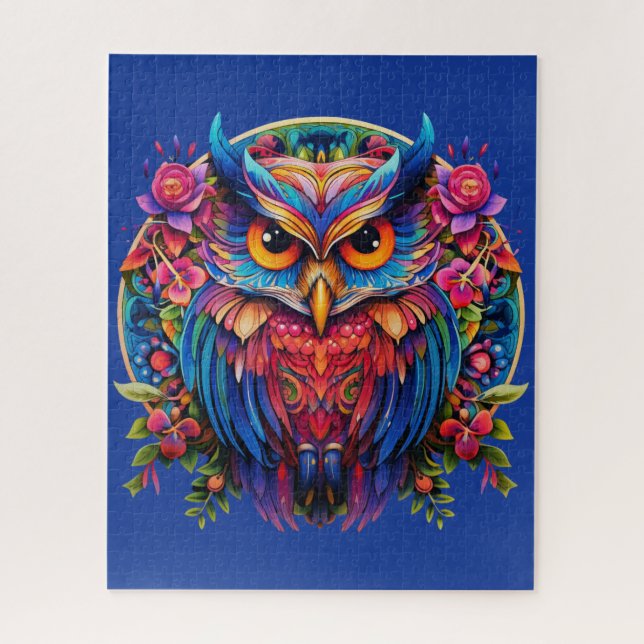 Vibrant Owl - Colourful Boho Jigsaw Puzzle (Vertical)